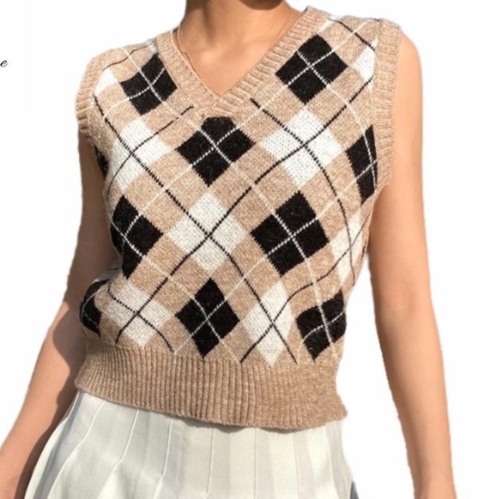 Argyle Knit Sweater Vest